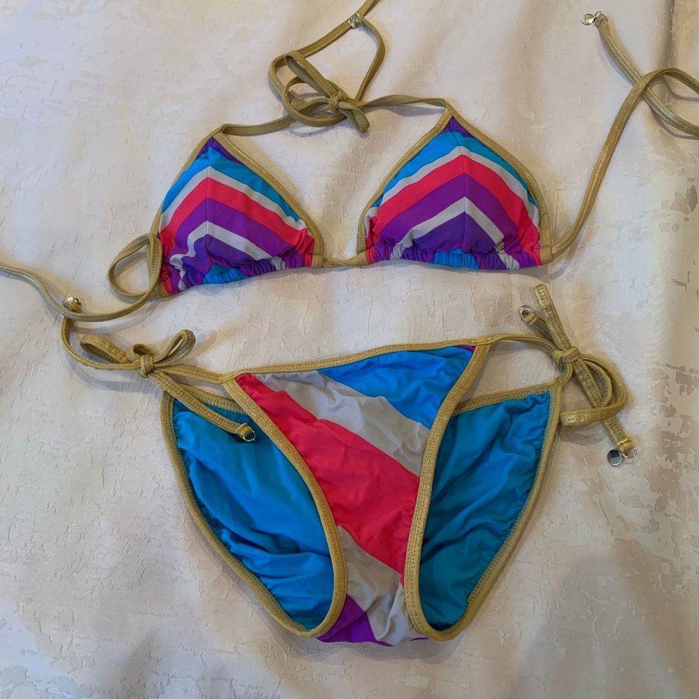 Marc Jacobs Bikini, Blue, Pink, FUN!, Size P